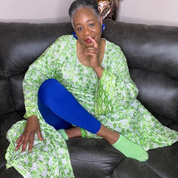 Tops - Lime Green Blouse with matching Shawl